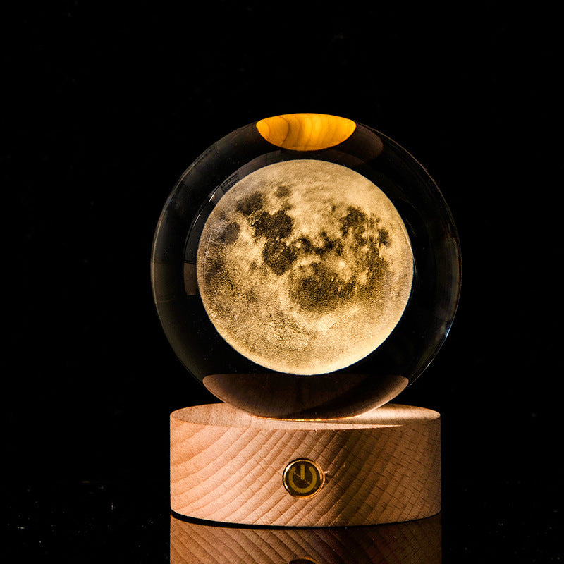 Kristallkula – 3D lasergraverad galax med lysande LED-display