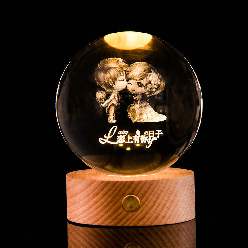 Kristallkula – 3D lasergraverad galax med lysande LED-display