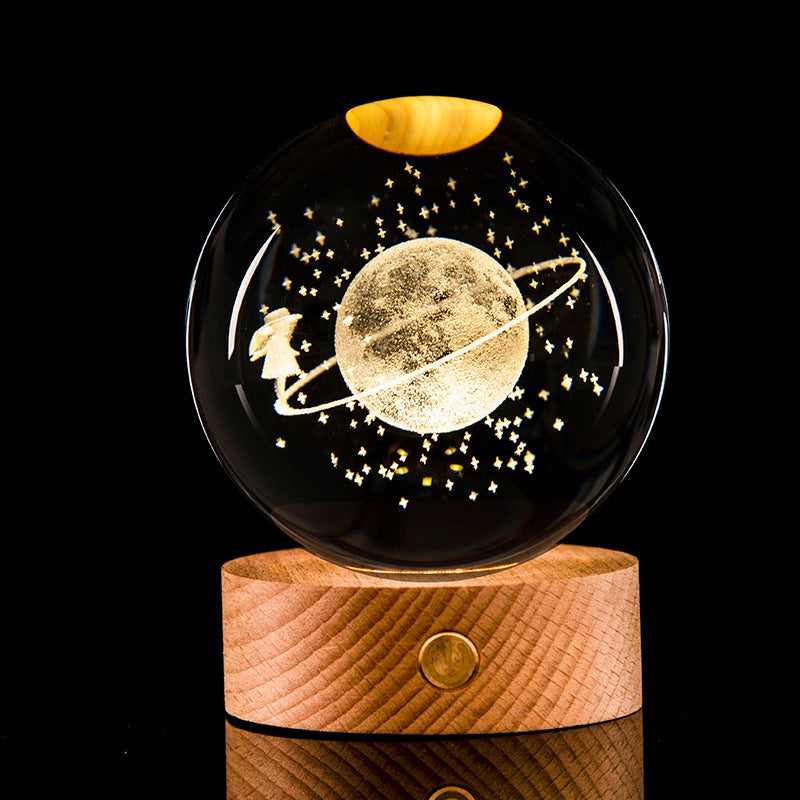 Kristallkula – 3D lasergraverad galax med lysande LED-display