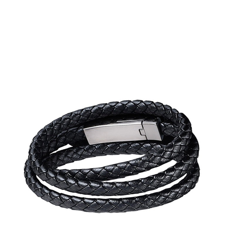Bärbart läderarmbandsladdare med USB