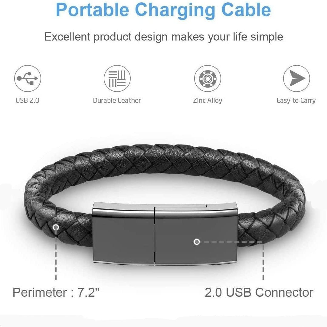 Bärbart läderarmbandsladdare med USB