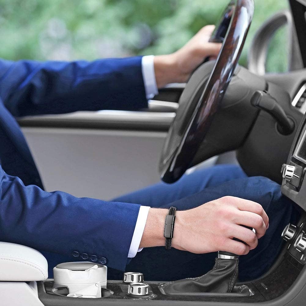Bärbart läderarmbandsladdare med USB