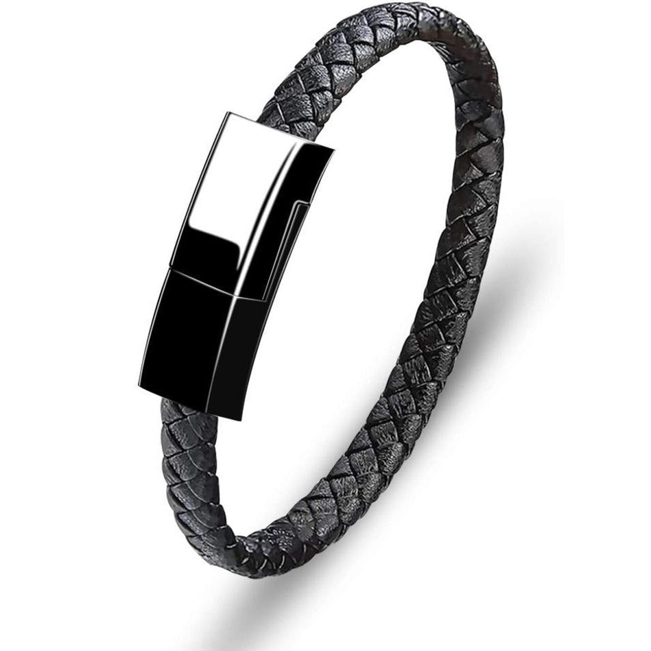 Bärbart läderarmbandsladdare med USB