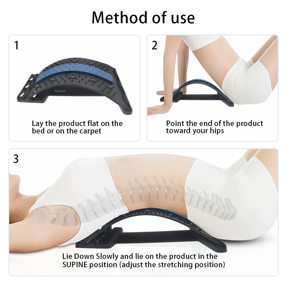 Ergonomisk ländryggssträckare och ryggmassagerare