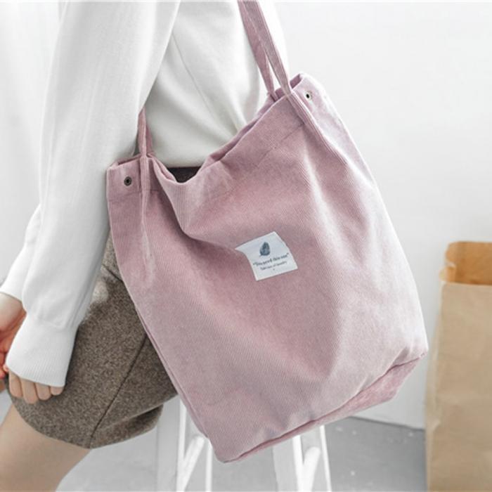 Corduroy Shoulder Tote Bag