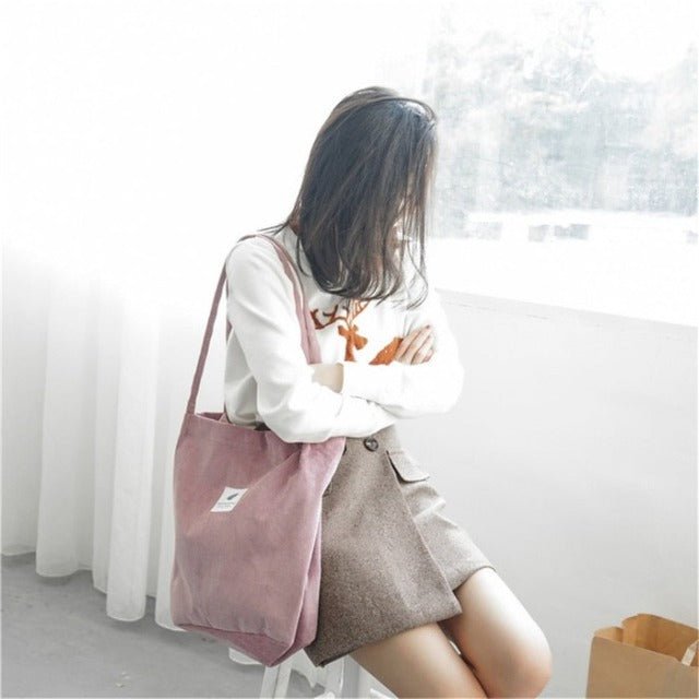 Corduroy Shoulder Tote Bag