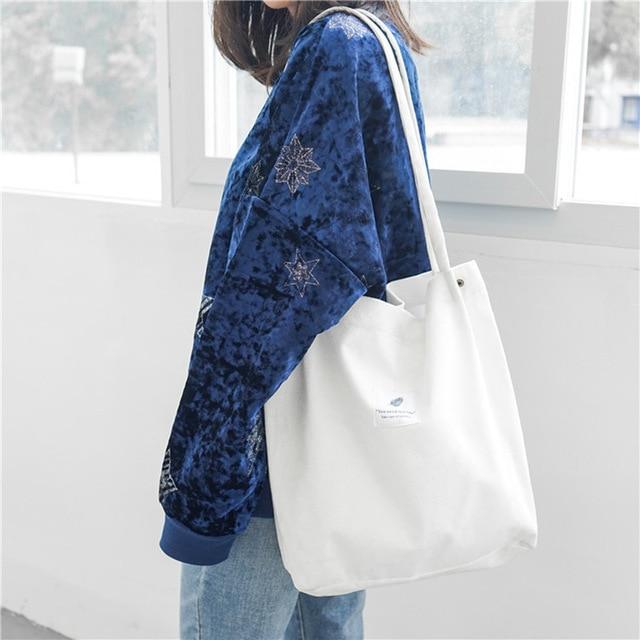 Corduroy Shoulder Tote Bag