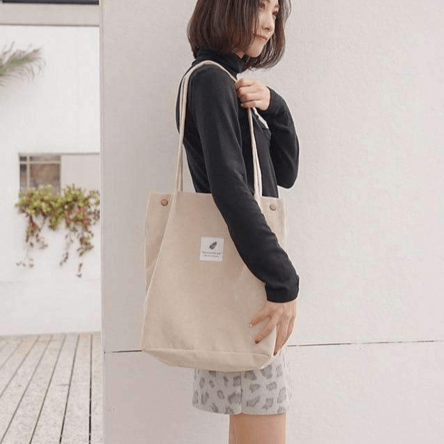 Corduroy Shoulder Tote Bag
