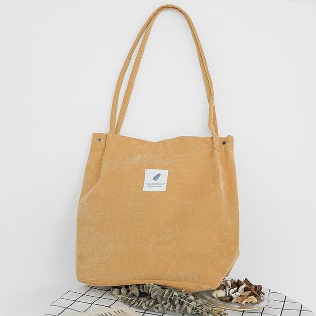 Corduroy Shoulder Tote Bag