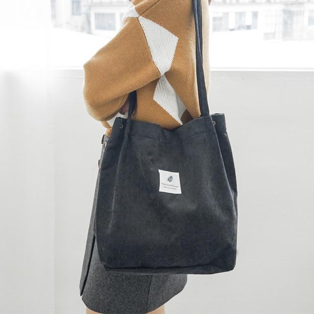 Corduroy Shoulder Tote Bag
