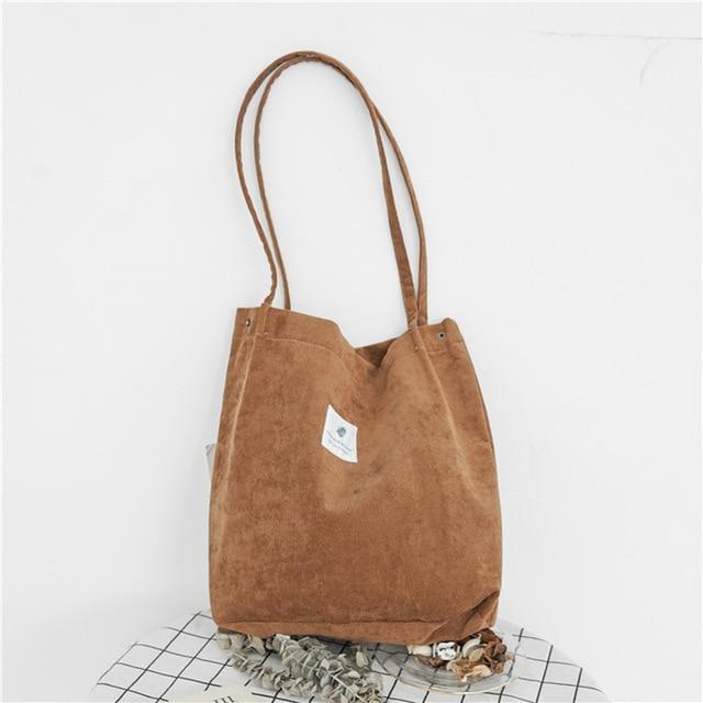 Corduroy Shoulder Tote Bag