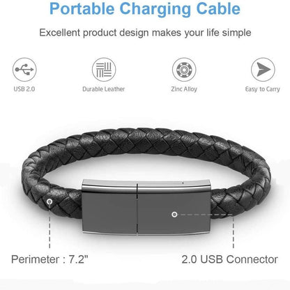 Bärbart läderarmbandsladdare med USB