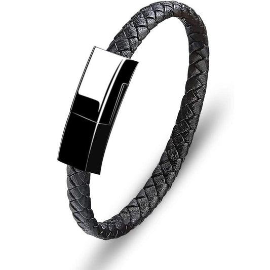 Bärbart läderarmbandsladdare med USB
