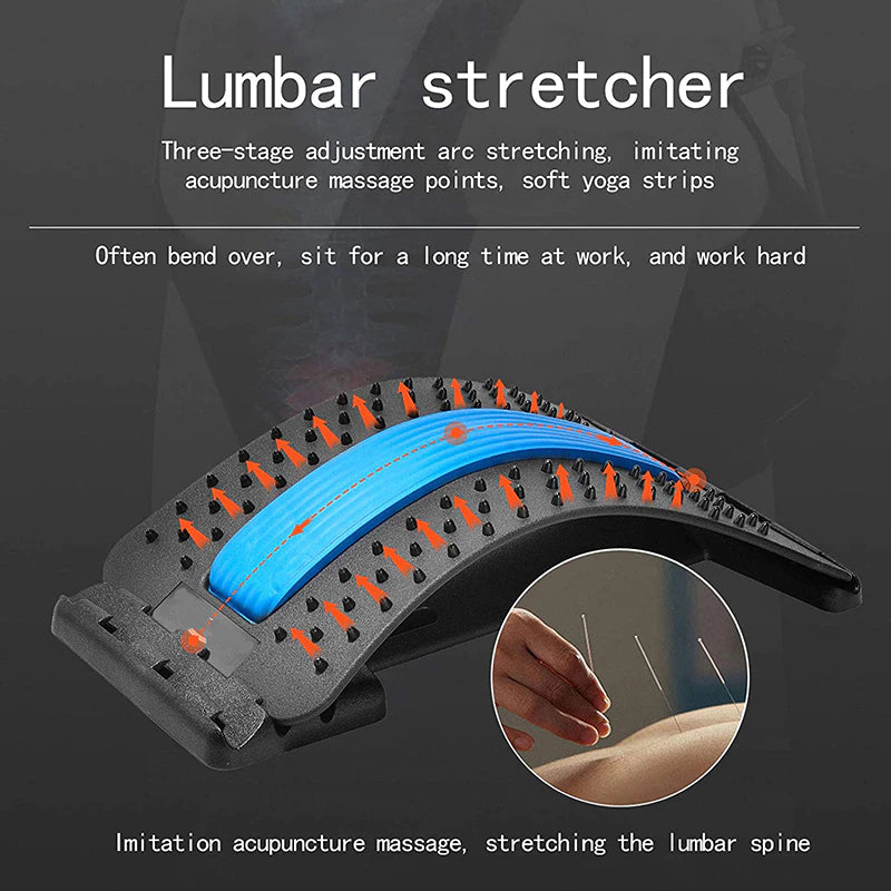 Ergonomisk ländryggssträckare och ryggmassagerare